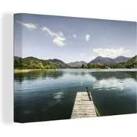 MuchoWow Meer met steiger Canvas 120x80 cm - Foto print op Canvas schilderij (Wanddecoratie woonkamer / slaapkamer)