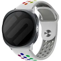 Strap-it Siliconen sport bandje met druksluiting - geschikt voor Samsung Galaxy Watch 8 - 40mm / Galaxy Watch 8 - 44mm / Galaxy Watch 8 Classic (wit/kleurrijk)