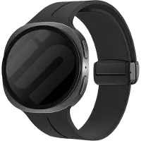 Strap-it Siliconen bandje met magnetische D-Buckle sluiting - geschikt voor Samsung Galaxy Watch 8 - 40mm / Galaxy Watch 8 - 44mm / Galaxy Watch 8 Classic (zwart)