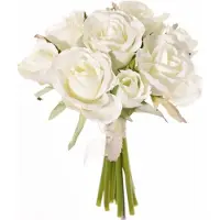 Top Art Topart Boeketje Rozen kunstbloemen - 9x stuks - wit - 20 cm - roos - decoratie