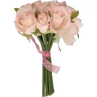 Top Art Topart Boeketje Rozen kunstbloemen - 9x stuks - lichtroze - 20 cm - roos - decoratie