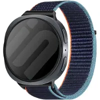 Strap-it Stoffen nylon bandje met klittenbandsluiting geschikt voor Samsung Galaxy Watch 9 (40/44mm) / Watch 8 (40/44mm) / 8 Classic (46mm) - donkerblauw mix
