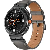 Strap-it Luxe leren bandje met gespsluiting - horlogeband leer geschikt voor Samsung Galaxy Watch 8 - 40mm / Galaxy Watch 8 - 44mm / Galaxy Watch 8 Classic (grijs)