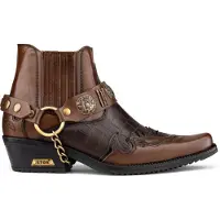 Infinity Leather Bruin lederen tweekleurige Winklepicker bikerlaarzen voor heren
