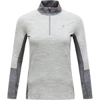 Peak Performance - Dames thermokleding - W Magic Half Zip Baselayer Med Grey Melange voor Dames van Wol - Maat S - Grijs