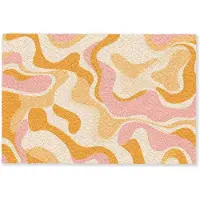MuchoWow Deurmat 60x40 cm - Droogloopmat Abstract - Golvend - Oranje - Mat voor binnen - Schoonloopmat - Deurmatten met print - Inloopmat