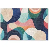 MuchoWow Deurmat 90x60 cm - Droogloopmat Abstract - Blauw - Roze - Mat voor binnen - Schoonloopmat - Deurmatten met print - Inloopmat