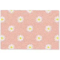 MuchoWow Deurmat 90x60 cm - Droogloopmat Madeliefjes - Pastel - Wit - Roze - Bloemen print - Mat voor binnen - Schoonloopmat - Deurmatten met print - Inloopmat