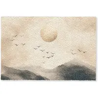 MuchoWow Deurmat 60x40 cm - Droogloopmat Landschap - Japandi - vogel - Mat voor binnen - Schoonloopmat - Deurmatten met print - Inloopmat