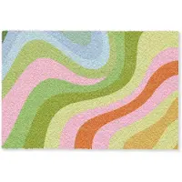 MuchoWow Deurmat 60x40 cm - Droogloopmat Lijnen - Pasteltinten - Golvend - Mat voor binnen - Schoonloopmat - Deurmatten met print - Inloopmat