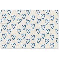 MuchoWow Deurmat 60x40 cm - Droogloopmat Hartjes patroon - Blauw - Beige - Liefde - Mat voor binnen - Schoonloopmat - Deurmatten met print - Inloopmat