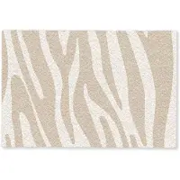 MuchoWow Deurmat 90x60 cm - Droogloopmat Zebraprint - Beige - Wit - Dierenprint - Mat voor binnen - Schoonloopmat - Deurmatten met print - Inloopmat