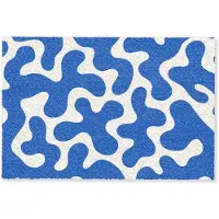 MuchoWow Deurmat 90x60 cm - Droogloopmat Vormen - Abstract - Blauw - Golven - Mat voor binnen - Schoonloopmat - Deurmatten met print - Inloopmat