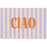 MuchoWow Deurmat 90x60 cm - Droogloopmat Ciao - Quote - Pastel - Strepen - Mat voor binnen - Schoonloopmat - Deurmatten met print - Inloopmat