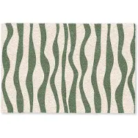 MuchoWow Deurmat 60x40 cm - Droogloopmat Golvende lijnen - Beige - Groen - Strepen - Abstract - Mat voor binnen - Schoonloopmat - Deurmatten met print - Inloopmat