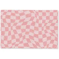 MuchoWow Deurmat 90x60 cm - Droogloopmat Hokjes patroon - Roze - Golvende lijnen - Mat voor binnen - Schoonloopmat - Deurmatten met print - Inloopmat