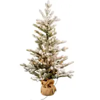 Molecule A Perfect Christmas 31VAXT91L Vaxo Flocked Table Tree Burlap Base - 91 cm