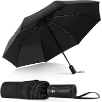 BOTC Stormparaplu Opvouwbaar met Beschermhoes - UV-bescherming - 100CM - Grote Paraplu - Automatisch Uitklapbaar - Zwart
