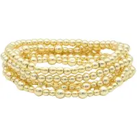 Marama - armbanden set Nora Goud - damesarmband - stainless steel - gold plated - nikkelvrij - elastisch - bolletjes - set van 5 armbanden