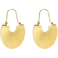 Marama - Oorbellen Aniya Goud - halfronde vorm met streep reliëf - 18k goud - stainless steel - geschenk - nikkelvrij - luxe uitstraling
