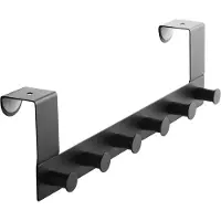 Sotech Deurkapstok LINEA II (mat zwart roestvrij staal, 380 x 110 mm, met 6 haken) Kapstok voor 40 mm deuren zonder sponning - elegante organisatie voor uw huis!