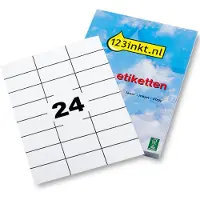 123inkt universele etiketten A4 70 x 36 mm wit (2.400 etiketten) FSC Mix Credit