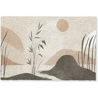MuchoWow Deurmat 90x60 cm - Droogloopmat Japandi - Landschap - Beige - Mat voor binnen - Schoonloopmat - Deurmatten met print - Inloopmat