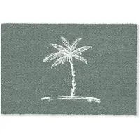 MuchoWow Deurmat 60x40 cm - Droogloopmat Palmboom - Wit - Groen - Tropisch - Mat voor binnen - Schoonloopmat - Deurmatten met print - Inloopmat