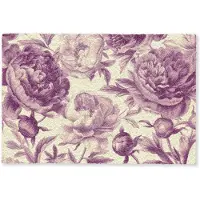 MuchoWow Deurmat 90x60 cm - Droogloopmat Bloemen - Patroon - Paars - Beige - Mat voor binnen - Schoonloopmat - Deurmatten met print - Inloopmat