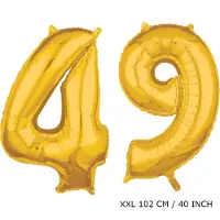 TGL Mega grote XXL gouden folie ballon cijfer 49 jaar. leeftijd verjaardag 49 jaar. 115 cm 40 inch. Met rietje om ballonnen mee op te blazen.