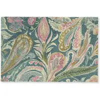 MuchoWow Deurmat 90x60 cm - Droogloopmat Patroon - Kleurrijk - Sierlijk - Groen - Mat voor binnen - Schoonloopmat - Deurmatten met print - Inloopmat