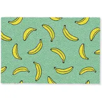 MuchoWow Deurmat 60x40 cm - Droogloopmat Bananen - Geel - Groen - Print - Mat voor binnen - Schoonloopmat - Deurmatten met print - Inloopmat