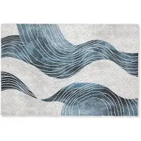 MuchoWow Deurmat 60x40 cm - Droogloopmat Lijnen - Golven - Abstract - Blauw - Mat voor binnen - Schoonloopmat - Deurmatten met print - Inloopmat