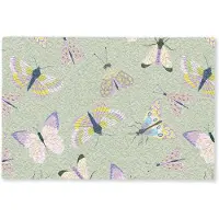 MuchoWow Deurmat 90x60 cm - Droogloopmat Vlinders - Insecten - Groen - Kleurrijk - Mat voor binnen - Schoonloopmat - Deurmatten met print - Inloopmat