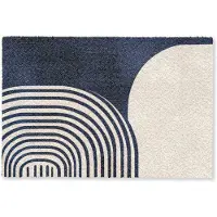 MuchoWow Deurmat 60x40 cm - Droogloopmat Donkerblauw - Abstract - Lijnen - Mat voor binnen - Schoonloopmat - Deurmatten met print - Inloopmat