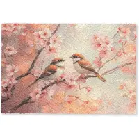 MuchoWow Deurmat 90x60 cm - Droogloopmat Vogels - Romantic - Bloesemtak - Mat voor binnen - Schoonloopmat - Deurmatten met print - Inloopmat