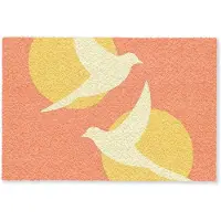 MuchoWow Deurmat 90x60 cm - Droogloopmat Vogels - Cirkels - Geel - Mat voor binnen - Schoonloopmat - Deurmatten met print - Inloopmat