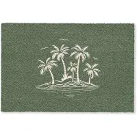 MuchoWow Deurmat 90x60 cm - Droogloopmat Palmbomen - Strand - Groen - Beige - Tropisch - Mat voor binnen - Schoonloopmat - Deurmatten met print - Inloopmat