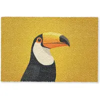 MuchoWow Deurmat 90x60 cm - Droogloopmat Toekan - Minimalistisch - Snavel - Oranje - Mat voor binnen - Schoonloopmat - Deurmatten met print - Inloopmat