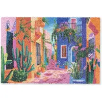 MuchoWow Deurmat 60x40 cm - Droogloopmat Geel - Blauw - Oranje - Huis - Mat voor binnen - Schoonloopmat - Deurmatten met print - Inloopmat
