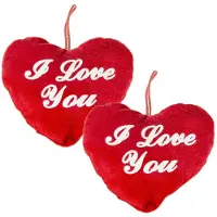 Duckiez Hart kussen - 2x - rood - I Love You - 13 cm - pluche - Valentijn cadeau - hartjeskussen - moederdag cadeau - knuffelhart