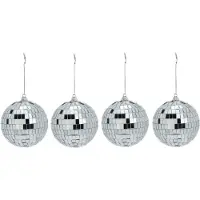 Inge-glas Inge Christmas Decor Disco kerstbal - 4x - zilver - D9 cm - glas/foam - discobal/discobol - kerstversiering