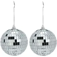 Inge-glas Inge Christmas Decor Disco kerstbal - 2x - zilver - D9 cm - glas/foam - discobal/discobol - kerstversiering