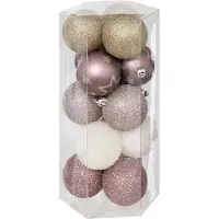 Atmosphera kerstballen in het champagne en roze - 15x stuks - 5 cm - kunststof - kerstversieringen