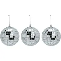 Inge-glas Inge Christmas Decor Disco kerstbal - 3x - zilver - D11 cm - glas/foam - discobal/discobol - kerstversiering