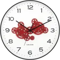 Karlsson wandklok open gear black & bright red- Ø40cm