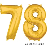 TGL Mega grote XXL gouden folie ballon cijfer 78 jaar. Leeftijd verjaardag 78 jaar. 102 cm 40 inch. Met rietje om ballonnen mee op te blazen.