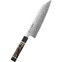 HEZHEN X09 Retro Series Bunka – Koksmes met kern van Japans ZDP-189 Damascus staal (extreem hard: 65–67 HRC), zwart resin handvat met bronzen en koperen details