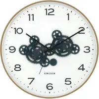 Karlsson wandklok open gear ochre yellow & dark blue- Ø40cm