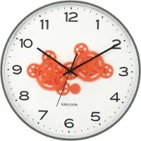 Karlsson wandklok open gear mouse grey & bright orange- Ø40cm
